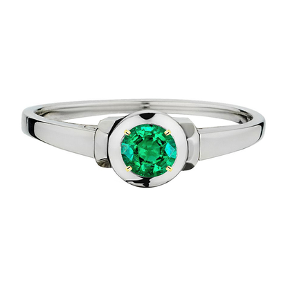 natural round emerald 1ct ring front view