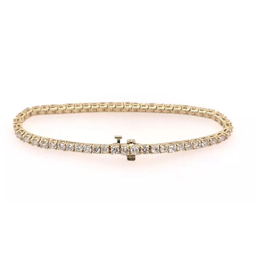 Ladies Lab Grown Diamond Tennis Bracelet 5 Carats Yellow Gold Fine Jewelry New