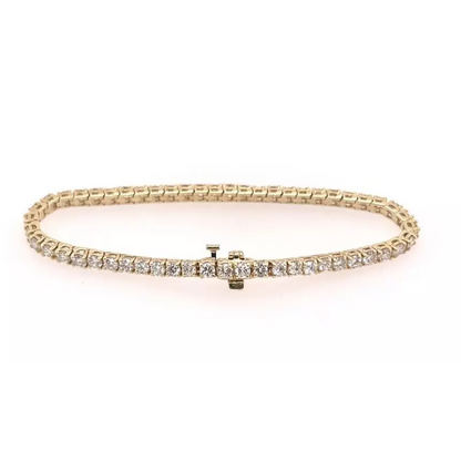 Ladies Lab Grown Diamond Tennis Bracelet 5 Carats Yellow Gold Fine Jewelry New