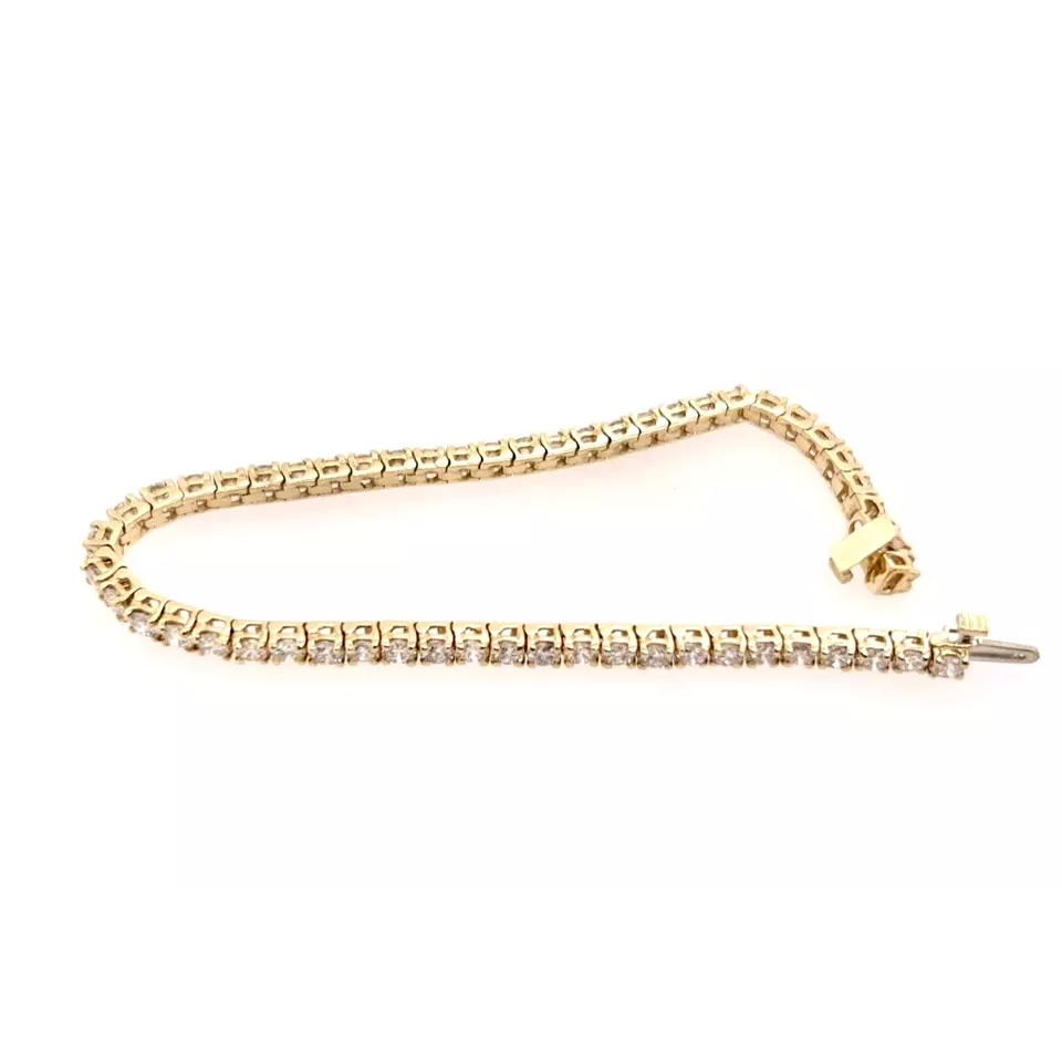 Ladies Lab Grown Diamond Tennis Bracelet 5 Carats Yellow Gold Fine Jewelry New
