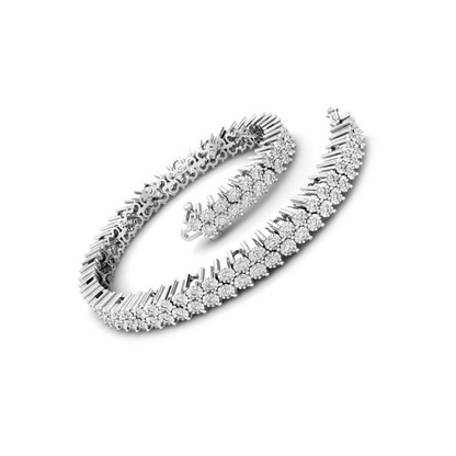 Ladies Natural Earth Mined Diamond Illusion Tennis Bracelet White Gold 14K 2.40 Carats