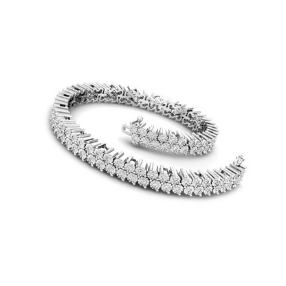 Ladies Natural Earth Mined Diamond Illusion Tennis Bracelet White Gold 14K 2.40 Carats