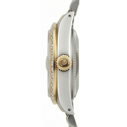 Ladies Rolex Date-Just Watch Diamond Salmon Dial Bezel