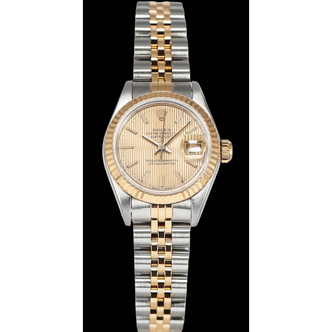 Ladies Rolex Date Just Watch Dial Two Tone Jubilee Bracelet