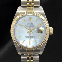Ladies Rolex Datejust 26mm Mother Of Pearl Stick Dial Two Tone Watch