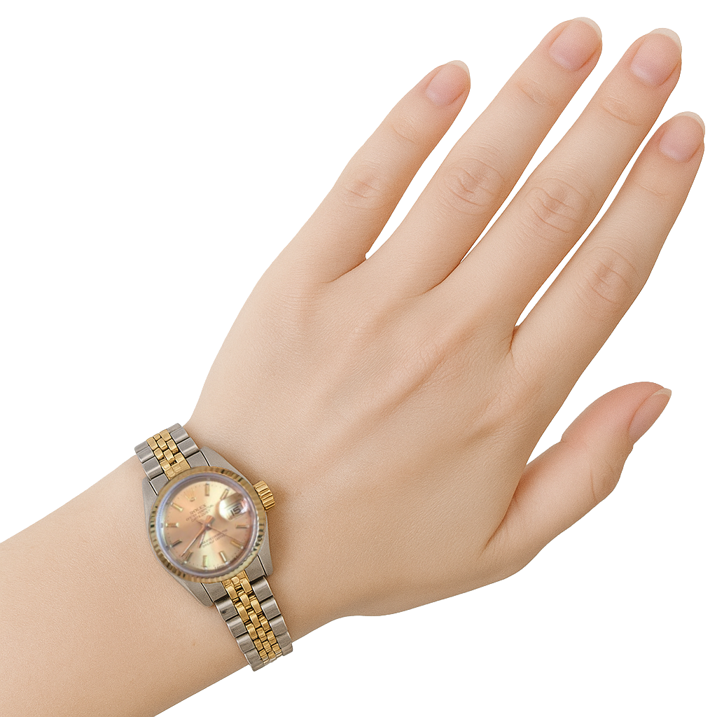 Ladies Rolex Datejust Watch Stick Dial Fluted Bezel Two Tone