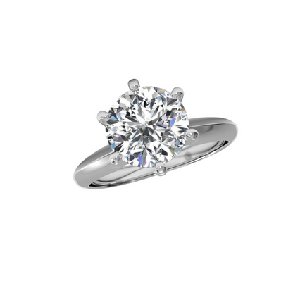 Ladies Solitaire Round Lab Grown Diamond Wedding Ring White Gold 14K