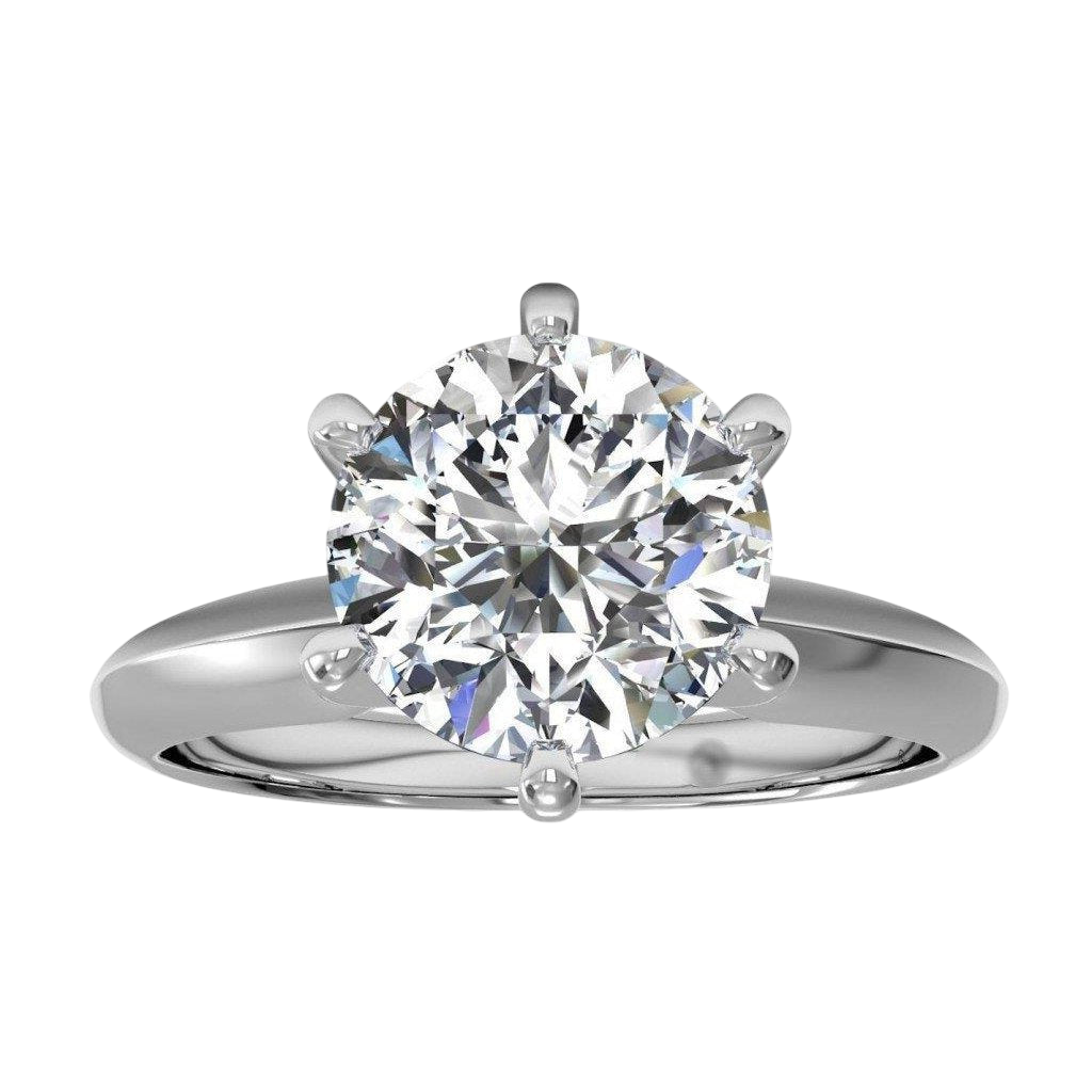 Ladies Solitaire Round Lab Grown Diamond Wedding Ring White Gold 14K