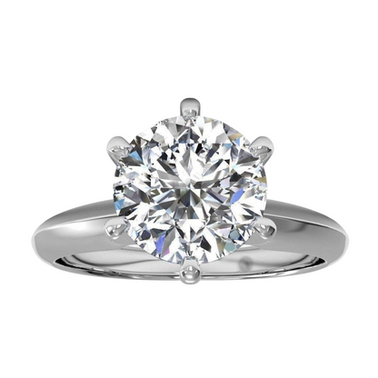 Ladies Solitaire Round Lab Grown Diamond Wedding Ring White Gold 14K