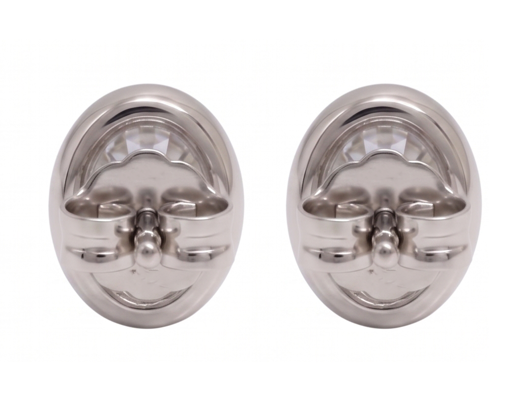 Ladies Stud Oval Cut Lab Grown Diamonds Earring 2 Carat White Gold 14K