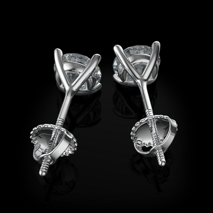 Ladies Studs Earrings 3 Ct Round Brilliant Cut GIA CERTIFIED Lab Grown Diamonds White Gold
