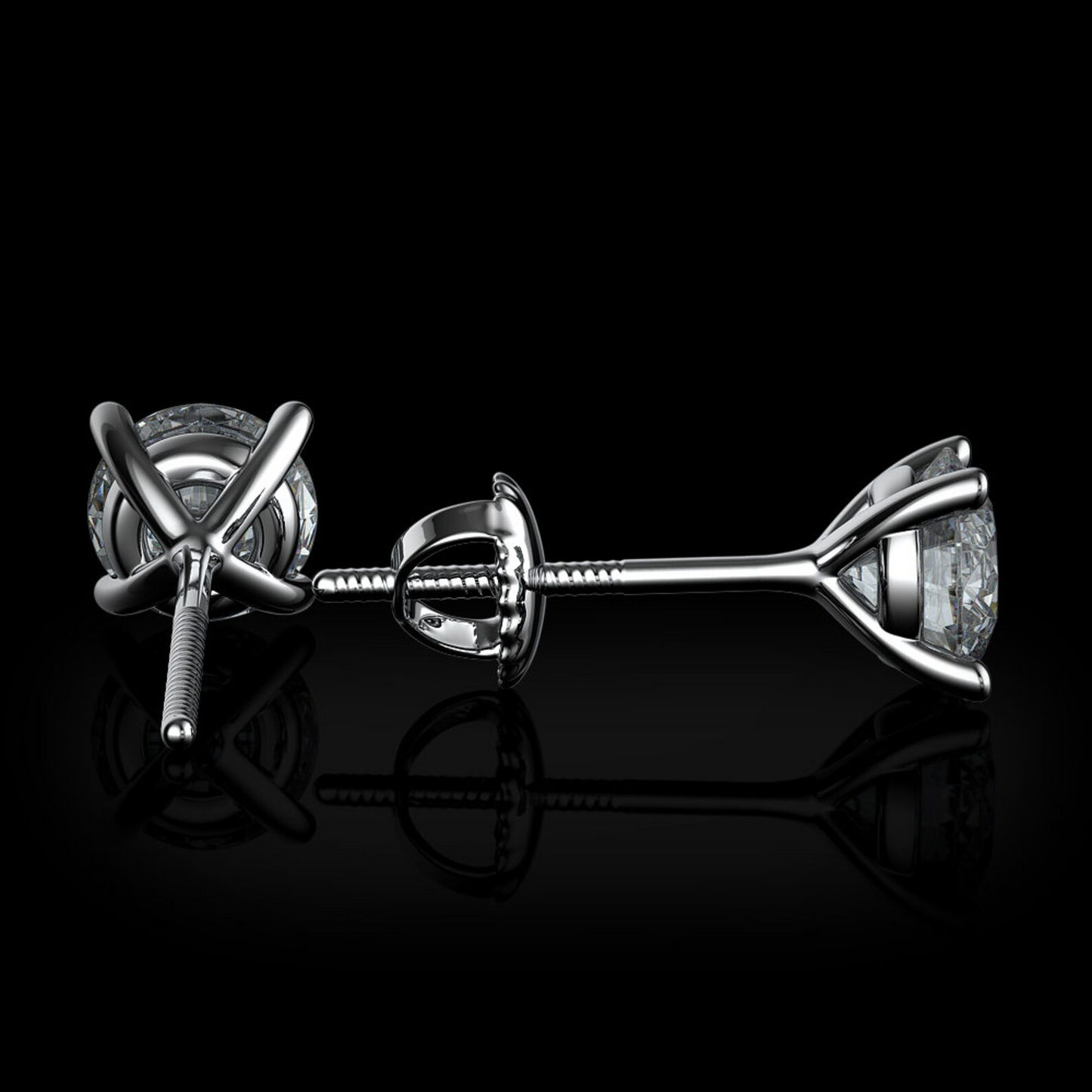 Ladies Studs Earrings 3 Ct Round Brilliant Cut GIA CERTIFIED Lab Grown Diamonds White Gold