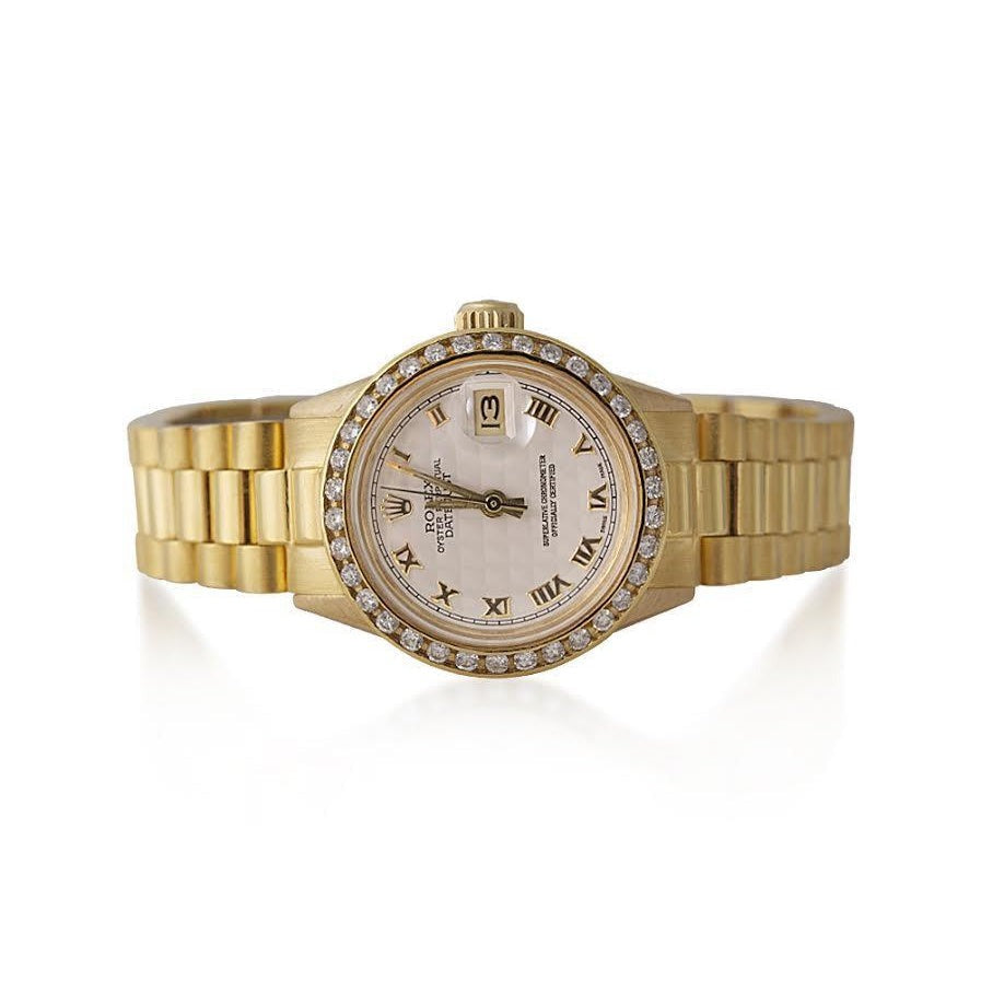 Rolex  Diamond Bezel Oyster Bracelet Yellow Gold
