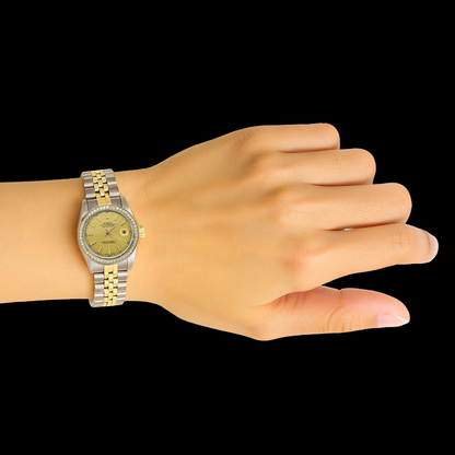 Lady Champagne Stick Rolex Dial Ss & Gold Jubilee Bracelet P2