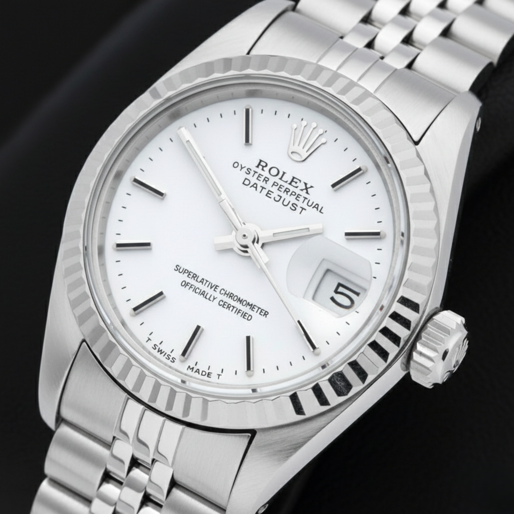 Lady Datejust Rolex 26mm White Stick Dial Stainless Steel Watch