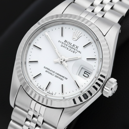 Lady Datejust Rolex 26mm White Stick Dial Stainless Steel Watch