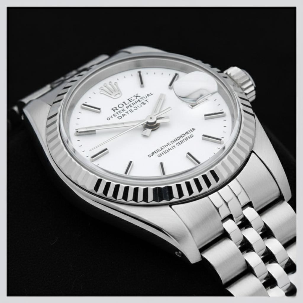 Lady Datejust Rolex 26mm White Stick Dial Stainless Steel Watch