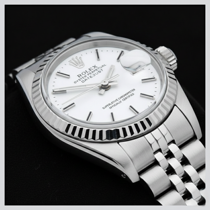 Lady Datejust Rolex 26mm White Stick Dial Stainless Steel Watch