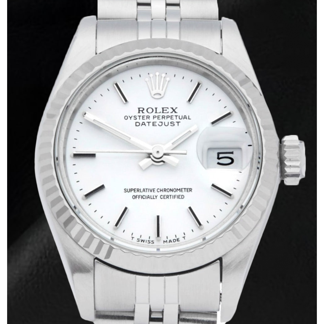 Lady Datejust Rolex 26mm White Stick Dial Stainless Steel Watch