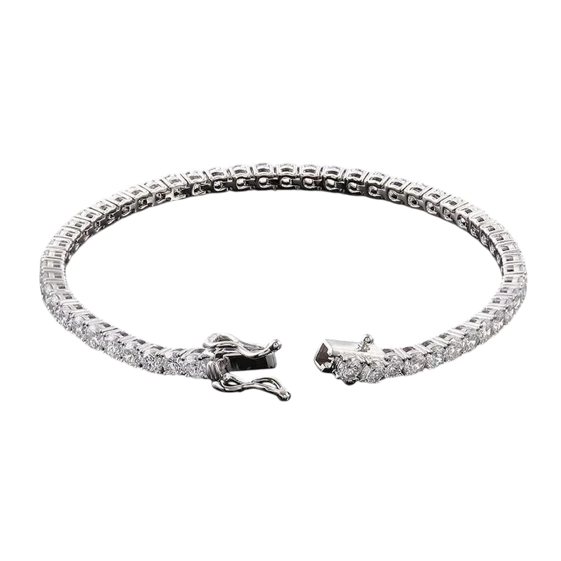 Lady Tennis Bracelet Small Round Cut 3.50 Carats Lab Grown Diamonds White Gold