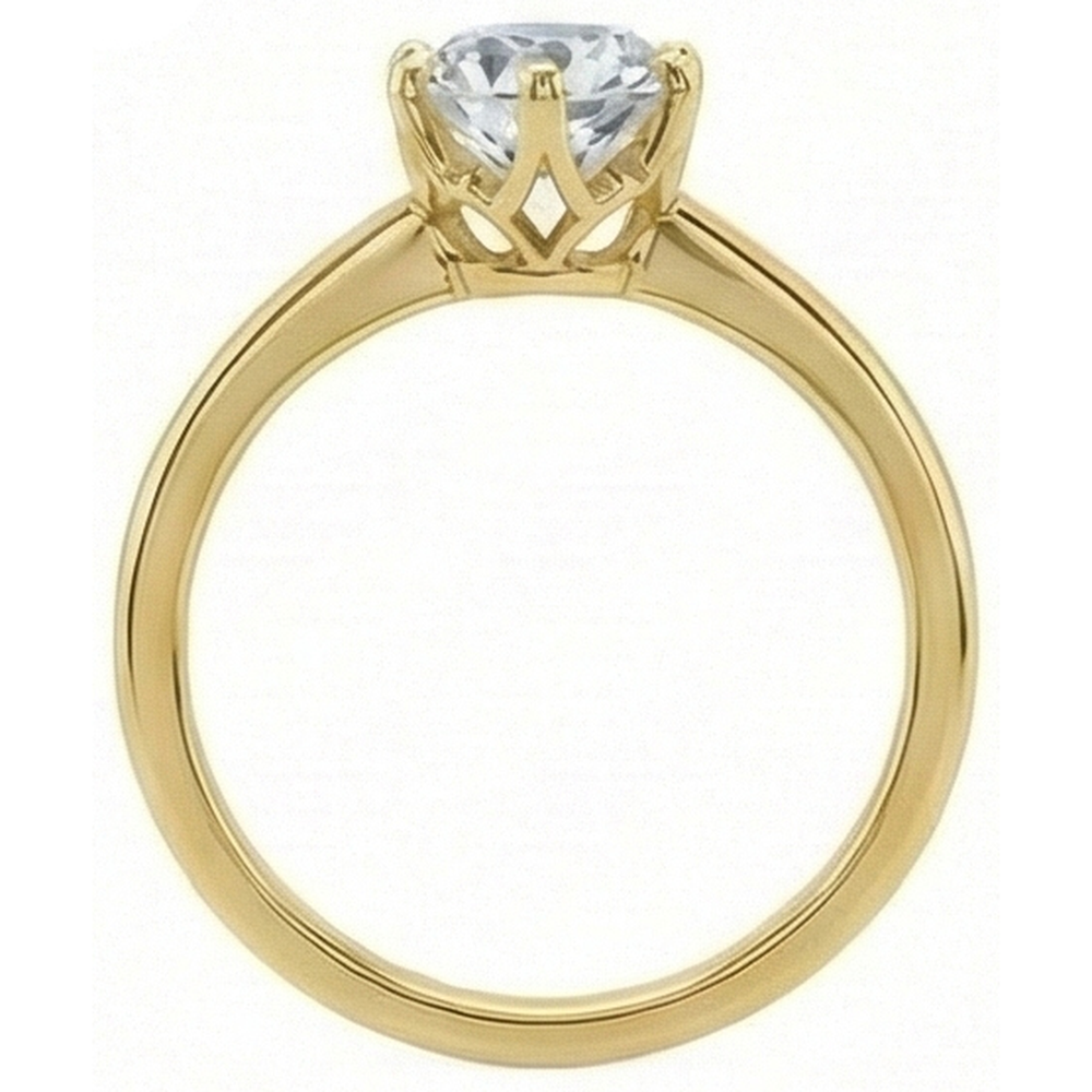 Lady’s Solitaire Ring Round Old Miner Natural Earth Mined Diamond 1.50 Carats Yellow Gold