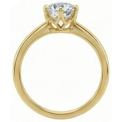 Lady’s Solitaire Ring Round Old Miner Natural Earth Mined Diamond 1.50 Carats Yellow Gold