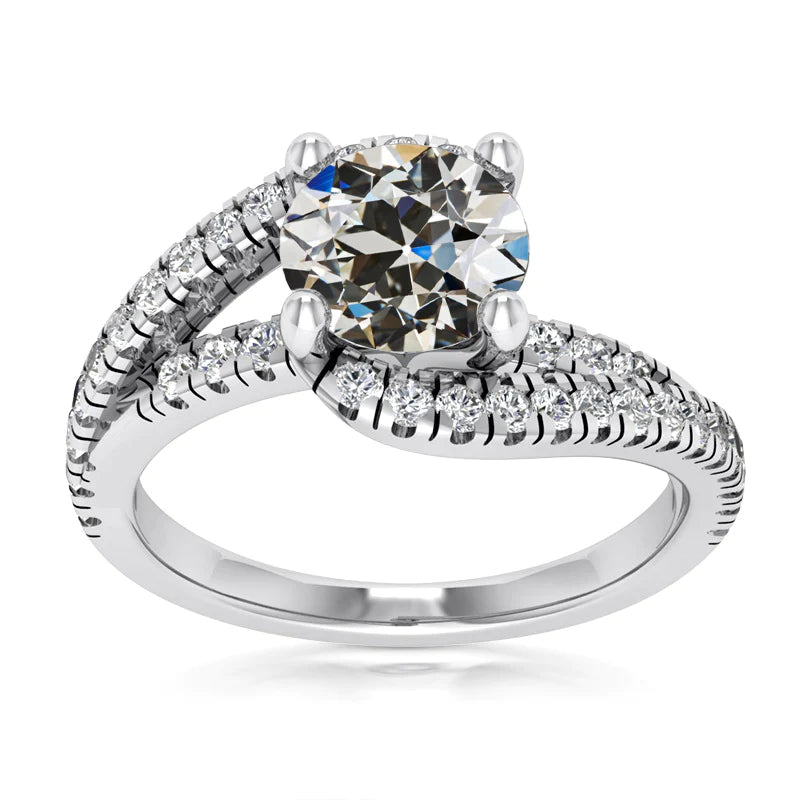Lady’s Ring Round Old Miner Diamond Prong Twisted Shank 4.50 Carats