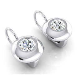 Large Leverback Earrings Bezel Set Earth Mined Diamond