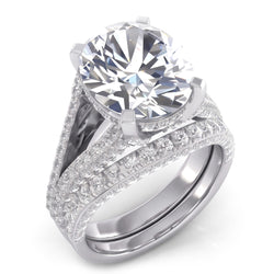 Large Oval Mined Natural Real Diamond ( Not Lab Grown ) Wedding Ring And Band Set