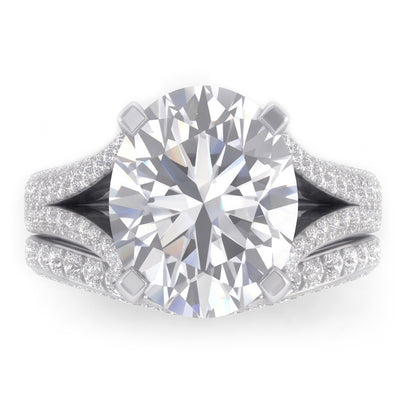 Large Oval Mined Natural Real Diamond ( Not Lab Grown ) Wedding Ring And Band Set
