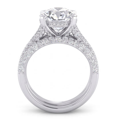 Large Oval Mined Natural Real Diamond ( Not Lab Grown ) Wedding Ring And Band Set