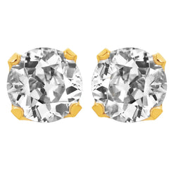 Large 10 Carat Round Earth Mined Diamond Earrings