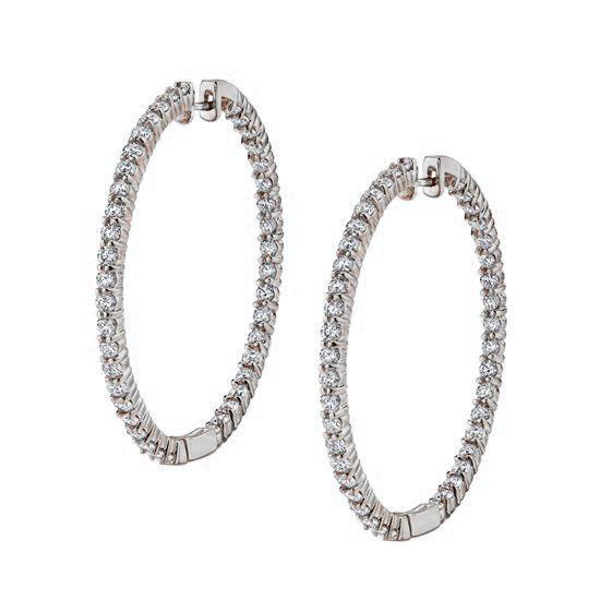 Large Round Cut Diamond Hoop Earrings