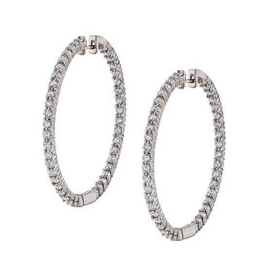 Large Round Cut Diamond Hoop Earrings
