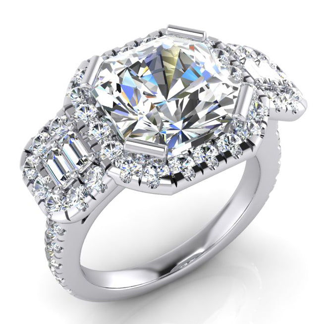 Large Asscher Cut With Accents Lab Grown Diamond Ring