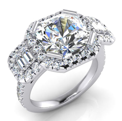 Large Asscher Cut With Accents Lab Grown Diamond Ring