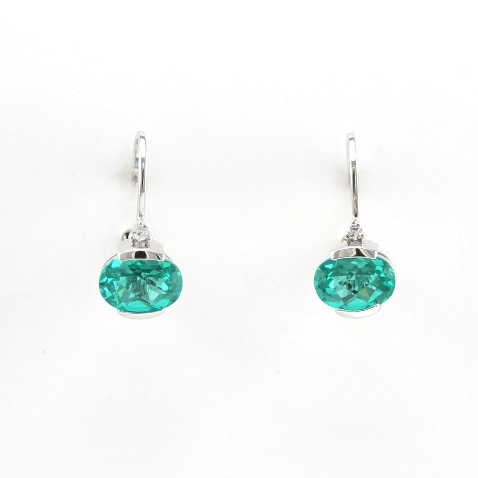 Lever Back Paraiba Oval Earrings