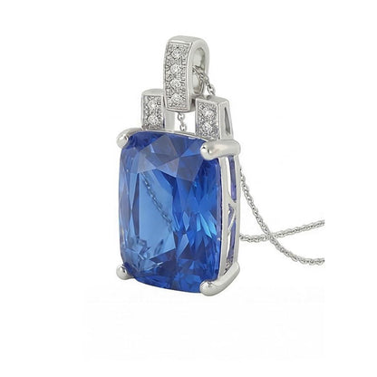 lab grown round sapphire 4.25ct pendant top view