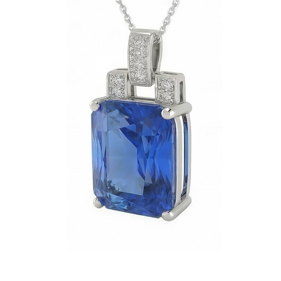 lab grown round sapphire 4.25ct pendant side angle
