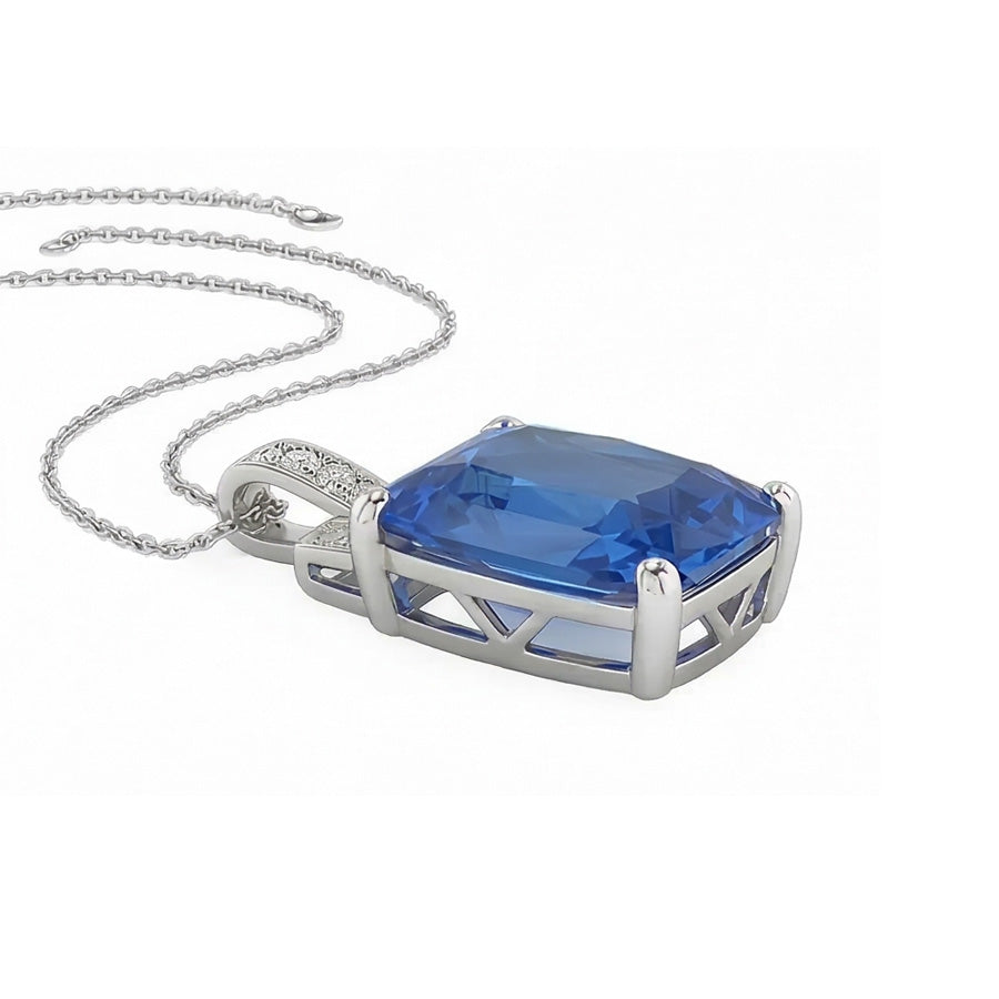 lab grown round sapphire 4.25ct pendant profile view