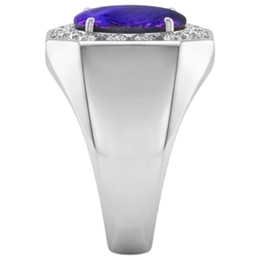 Lightning Opal Men's Natural Real Diamond ( Not Lab Grown ) Ring White Gold 14K