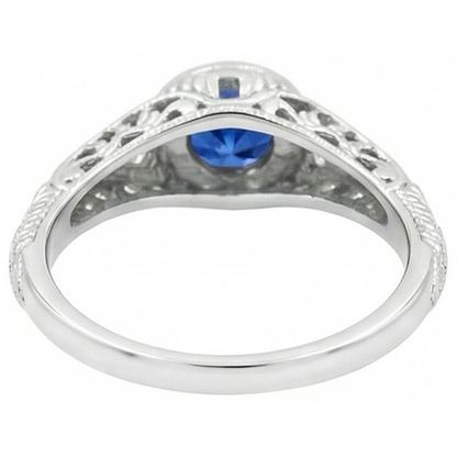 Like Edwardian Jewelry Round Cut Sri Lankan Sapphire Natural Earth Mined Diamond Gold Ring