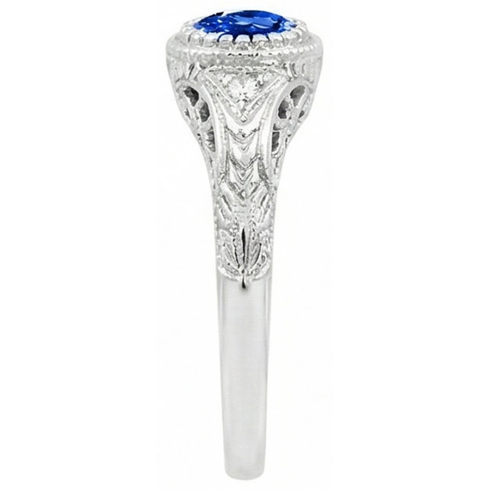 Like Edwardian Jewelry Round Cut Sri Lankan Sapphire Natural Earth Mined Diamond Gold Ring