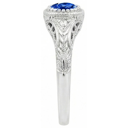 Like Edwardian Jewelry Round Cut Sri Lankan Sapphire Natural Earth Mined Diamond Gold Ring