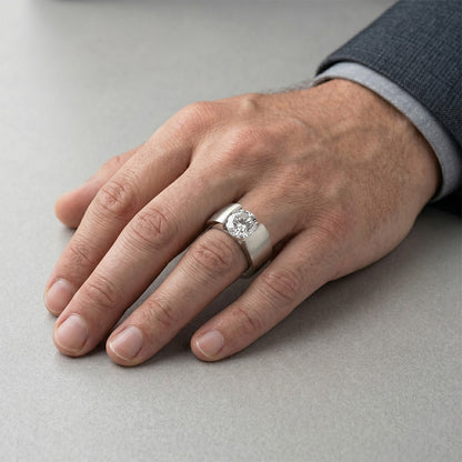 Luxury Brilliant Diamond Mens Ring – 1.50 ct 14K White Gold