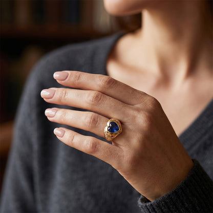 Luxury VVS Blue Sapphire Colored Stone Ring – 3.50 ct 14K Yellow