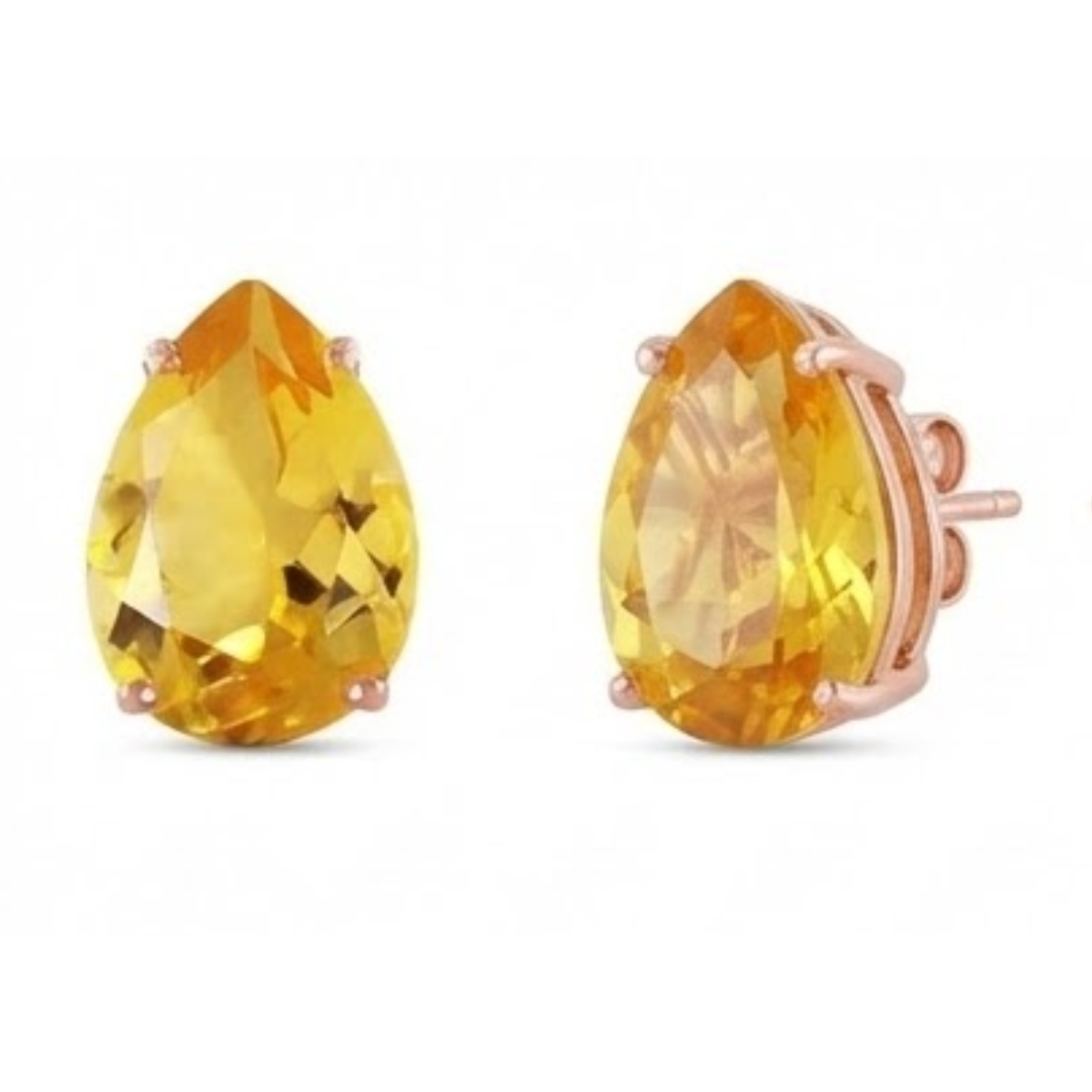 Madeira Citrine Pear Cut 41 Ct Stud Earrings Prong Set Yellow Gold 14K