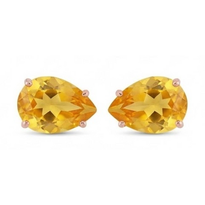 Madeira Citrine Pear Cut 41 Ct Stud Earrings Prong Set Yellow Gold 14K