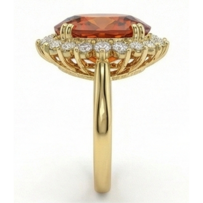 Madeira Oval Citrine And Natural Earth Mined Diamond Ring Yellow Gold 14K Jewelry 29.50 Ct