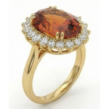Madeira Oval Citrine And Natural Earth Mined Diamond Ring Yellow Gold 14K Jewelry 29.50 Ct